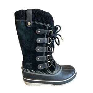 Sorel Joan of Arctic Shearling Snow Boots Black Suede Waterproof 6.5
